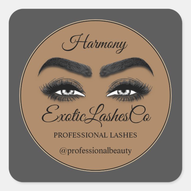 Pegatina Cuadrada Makeup Eyelash SPA Cleaner Gracias Embalaje Marrón (Anverso)