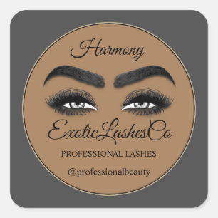 Pegatina Cuadrada Makeup Eyelash SPA Cleaner Gracias Embalaje Marrón