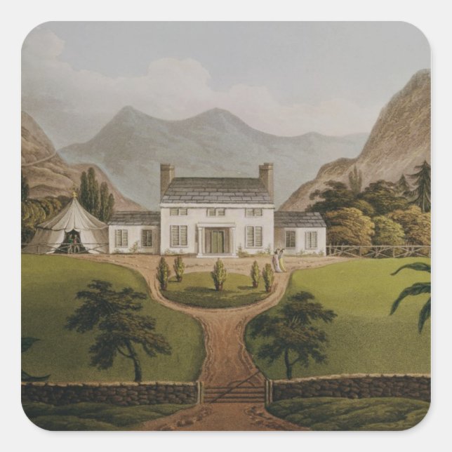 Pegatina Cuadrada Mal-Maison de Bonaparte en Santa Elena, 1821 (Anverso)