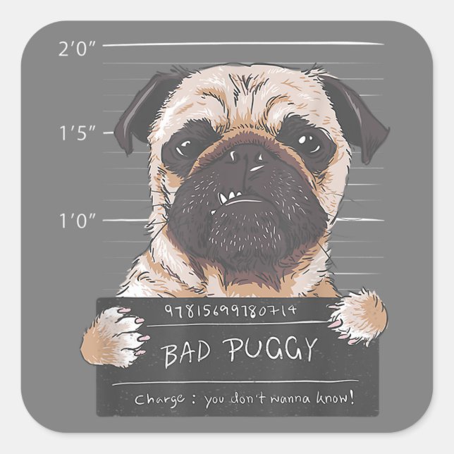 Pegatina Cuadrada Mala acusación de puggy no quieres conocer al perr (Anverso)