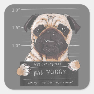 Pegatina Cuadrada Mala acusación de puggy no quieres conocer al perr