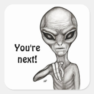 Pegatina Cuadrada ¡Mala Alien, eres la siguiente!