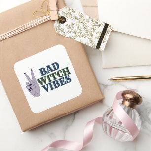 Pegatina Cuadrada Mala Bruja Vibes Brujas Manos