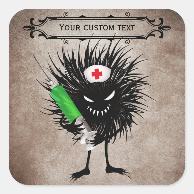 Pegatina Cuadrada Mala enfermera arte monstruo - Personalizado gótic (Anverso)