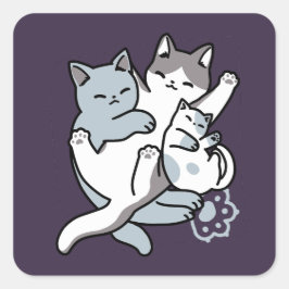 Pegatina Cuadrada Malabarismo de leva - gatos durmientes curados