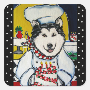 PEGATINA CUADRADA MALAMUTE ALASKANO
