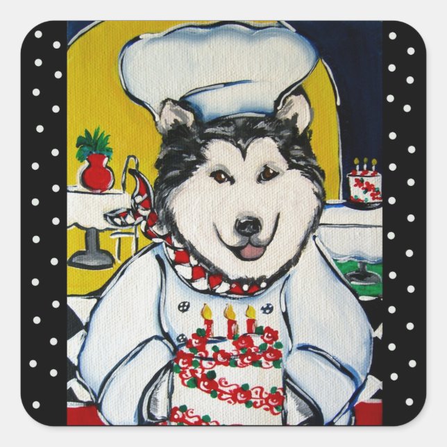 PEGATINA CUADRADA MALAMUTE ALASKANO  (Anverso)