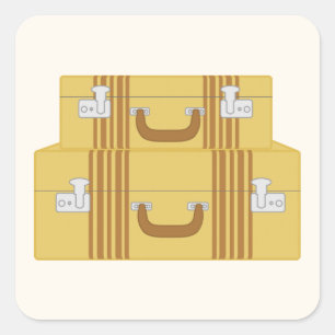 Pegatina Cuadrada Maletas de época