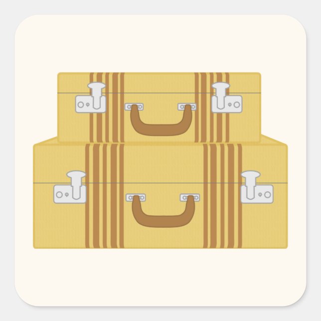 Pegatina Cuadrada Maletas de época (Anverso)