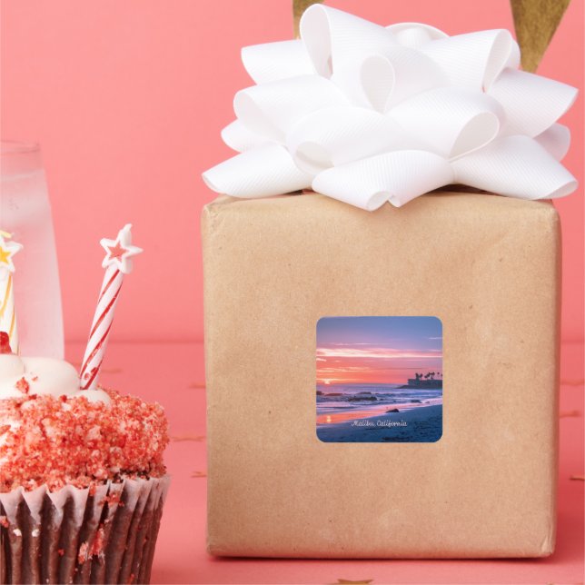 Pegatina Cuadrada Malibu, fotografía pintoresca de CA (Fiesta)