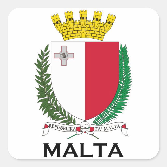 Pegatina Cuadrada MALTA - emblema/escudo de armas/símbolo/bandera (Anverso)