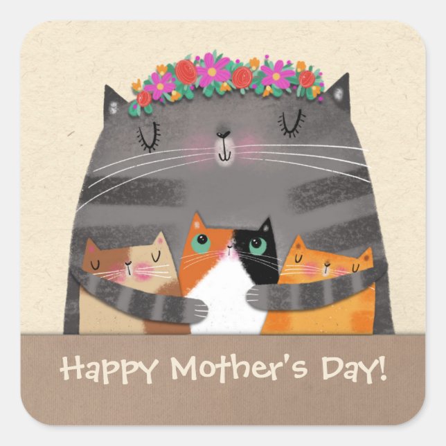 Pegatina Cuadrada Mamá (Anverso)