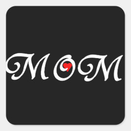 Pegatina Cuadrada Mamá con el corazón rojo