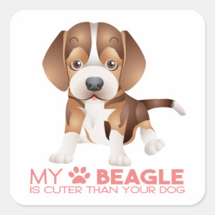 Pegatina Cuadrada Mamá de Beagle Divertida Dueño de Perro Papá Cacho