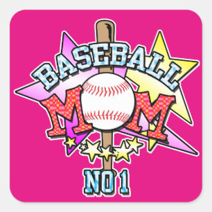 Pegatina Cuadrada Mamá de béisbol no 1