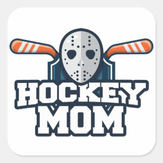 Pegatina Cuadrada Mamá de hockey
