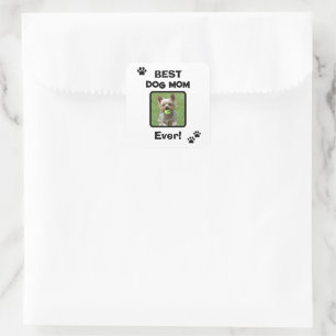 Pegatina Cuadrada Mamá de Perro y Gato más Linda Personalizable