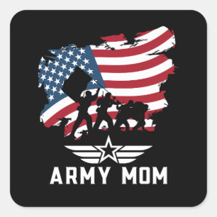 Pegatina Cuadrada Mamá del ejército