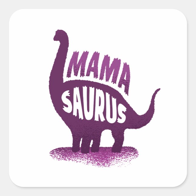 Pegatina Cuadrada Mamá Dinosaurio - Mamasaurio (Anverso)