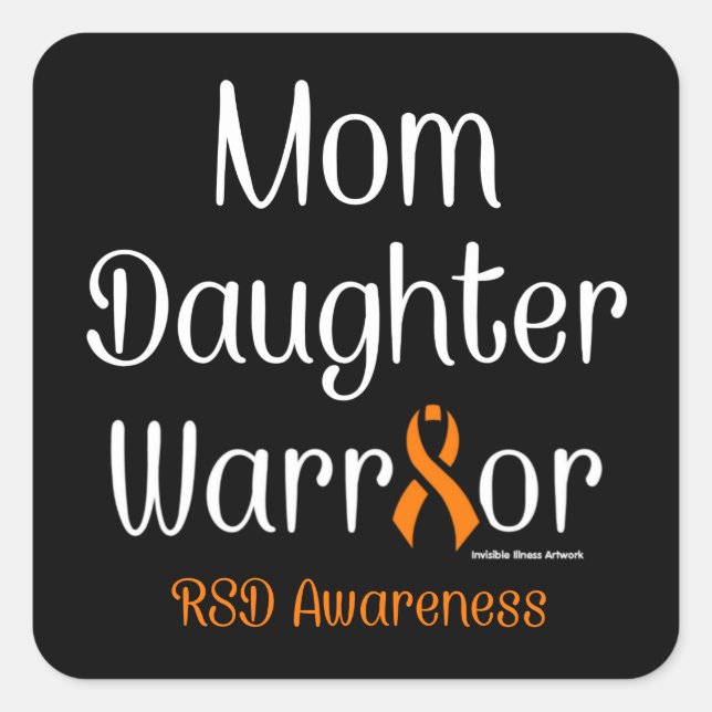 Pegatina Cuadrada Mamá hija guerrera... RSD (Anverso)
