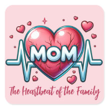 Mamá latido de la familia con corazón rojo