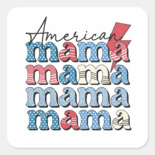 Pegatina Cuadrada Mamá norteamericana