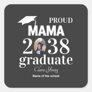 Pegatina Cuadrada Mamá orgullosa graduación personalizada