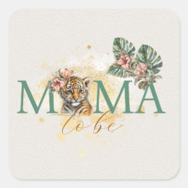 Pegatina Cuadrada Mamá Para Ser Embarazo De La Selva Animal