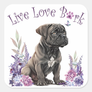 Pegatina Cuadrada Mamá Perro Cane Corso Floral