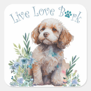 Pegatina Cuadrada Mamá Perro Cockapoo Floral