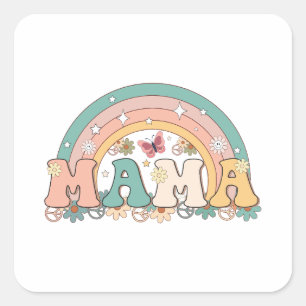 Pegatina Cuadrada Mama Rainbow