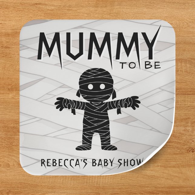 Pegatina Cuadrada Mamá será Baby Shower de Halloween (Mummy to Be Halloween Baby Shower Square Sticker
)