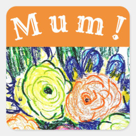 Pegatina Cuadrada ¡mamá! Tarjeta