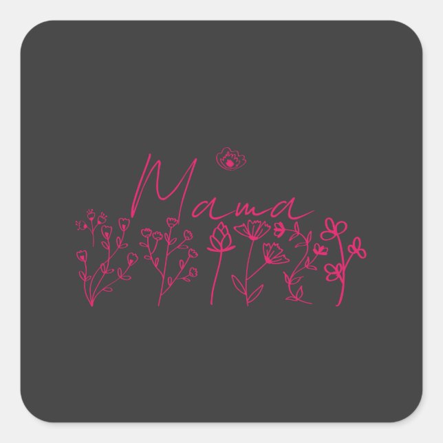 Pegatina Cuadrada Mama wildflowers Floral gift (Anverso)
