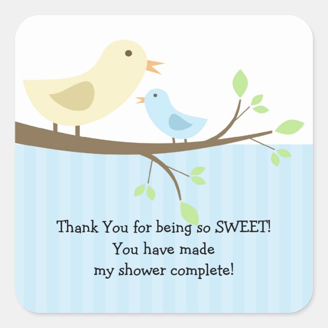 Pegatina Cuadrada ¡Mamá y Bird Baby Shower Square Pegatina! (Anverso)