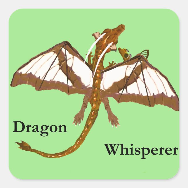 Pegatina Cuadrada Mamá y los dragones infantiles (Anverso)