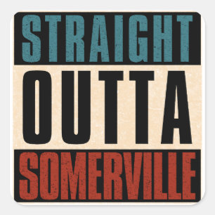 Pegatina Cuadrada Mamáes de Massachusetts fuera de Somerville
