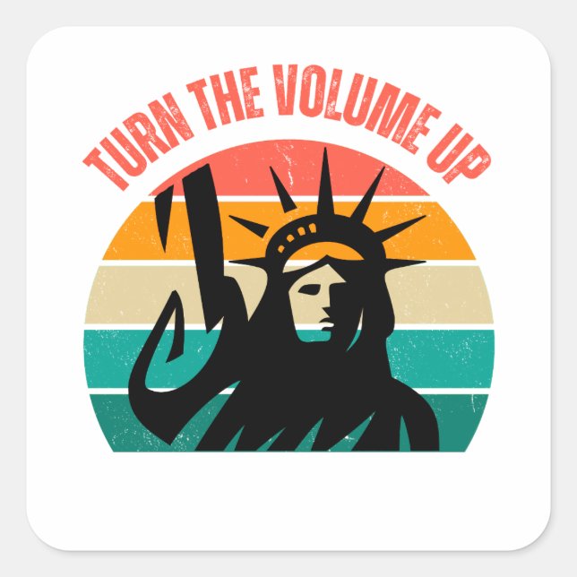 Pegatina Cuadrada Mamdani Turn The Volume Up New York Mayor (Anverso)