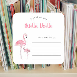 Pegatina Cuadrada Mami + Baby Flamingo