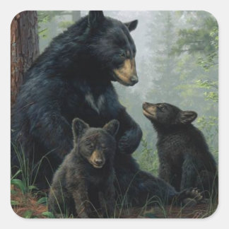 Pegatina Cuadrada Mami Bear