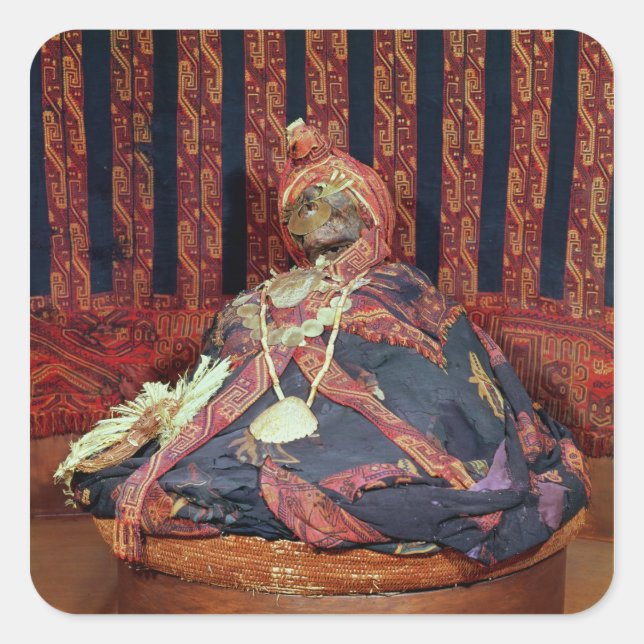 Pegatina Cuadrada Mamita peruana del cementerio de Paracas (Anverso)