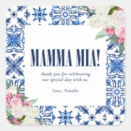 Pegatina Cuadrada Mamma Mia Favors Italiana