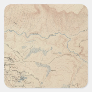 Pegatina Cuadrada Mammoth Hot Springs y vecindad 2