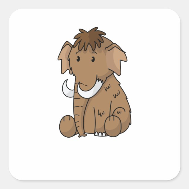 Pegatina Cuadrada Mammut ganz lieb (Anverso)