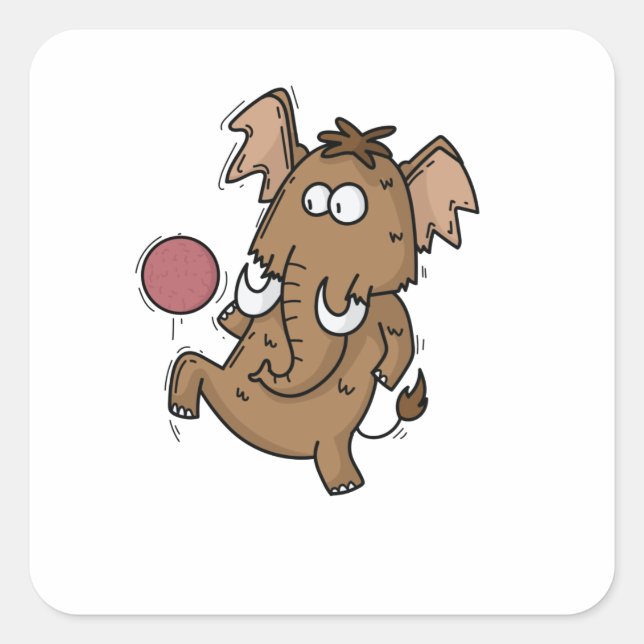 Pegatina Cuadrada Mammut spielt Fußball (Anverso)