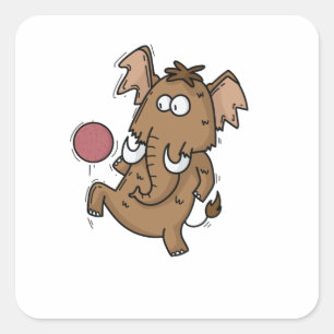 Pegatina Cuadrada Mammut spielt Fußball