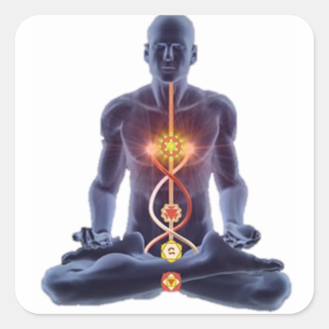 Pegatina Cuadrada man chakras (Anverso)