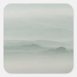 Pegatina Cuadrada Mañana pastel en la nublada Toscana