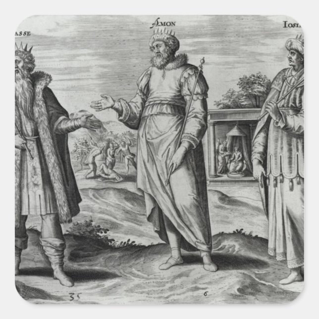 Pegatina Cuadrada Manasseh Amon y Josiah (Anverso)