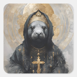 Pegatina Cuadrada Manatee Nun